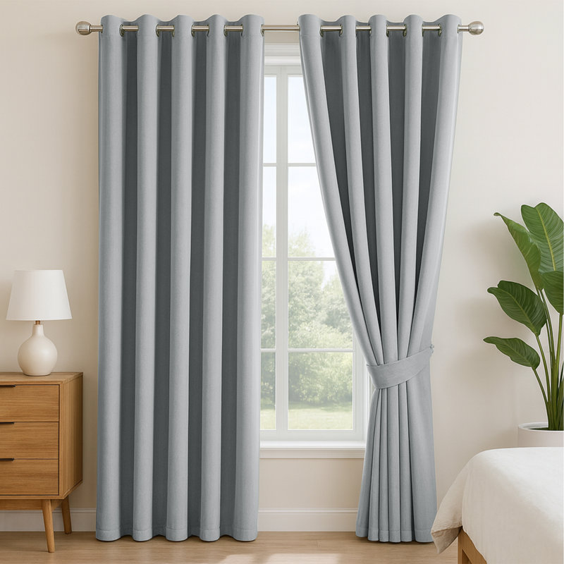 100% Linen Blackout Curtains - Thermal Insulated Eyelet Grommet Room Darkening Luxury Window Panels, SAGE GREEN