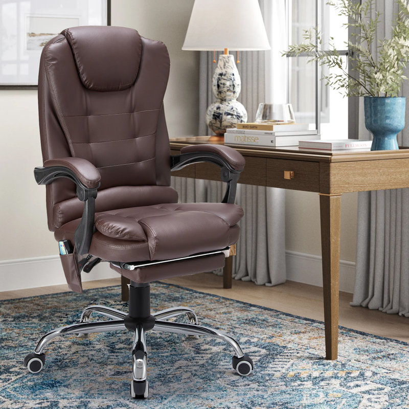 Blue Elephant Executive Chair with Headrest, Brown Faux Leather