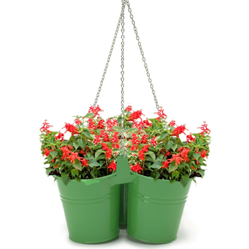 Pot à fleurs en acier galvanisé Khinvasara, H 18 po x l 13,5 po x P 13,5 po, ISE
