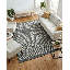 Meraki 02 Hand Loomed Geometric Area Rug in Black Stone/Ivory-1938711959