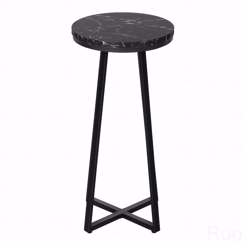 Table d'appoint, table d'appoint, ronde, de bout, table de chevet, stratifié marbré noir, contemporain, moderne