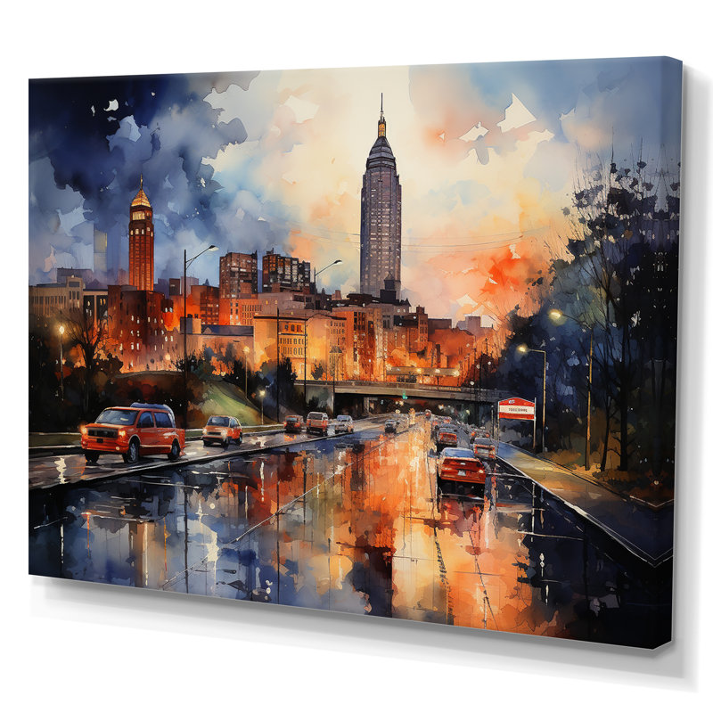Atlanta Harmony At Night sur impression sur toile, H 24 po x l 32 po x P 1 po, Toile tendue