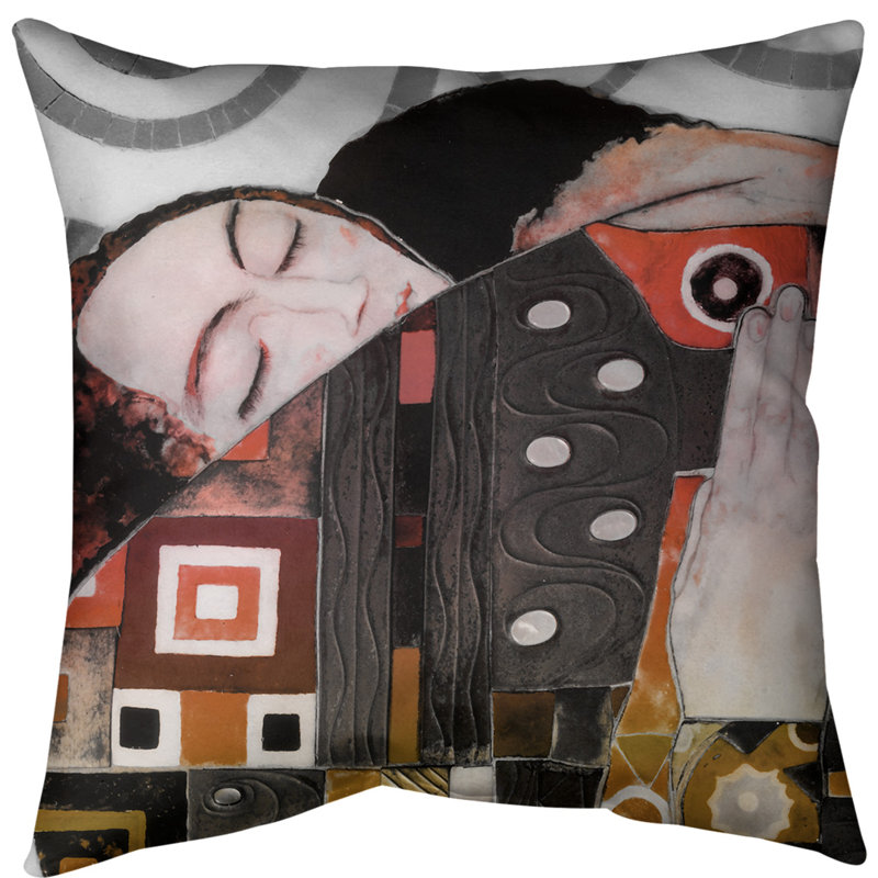 Coussin de jeté, Duvet synthétique, 14 po x 14 po, Rouge / dégradé orange