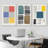 Abstract Vibrant Color Blocks Multicolor Geometric Artwork Framed Canvas 3 Pieces Print Wall Art-100707012-100707013