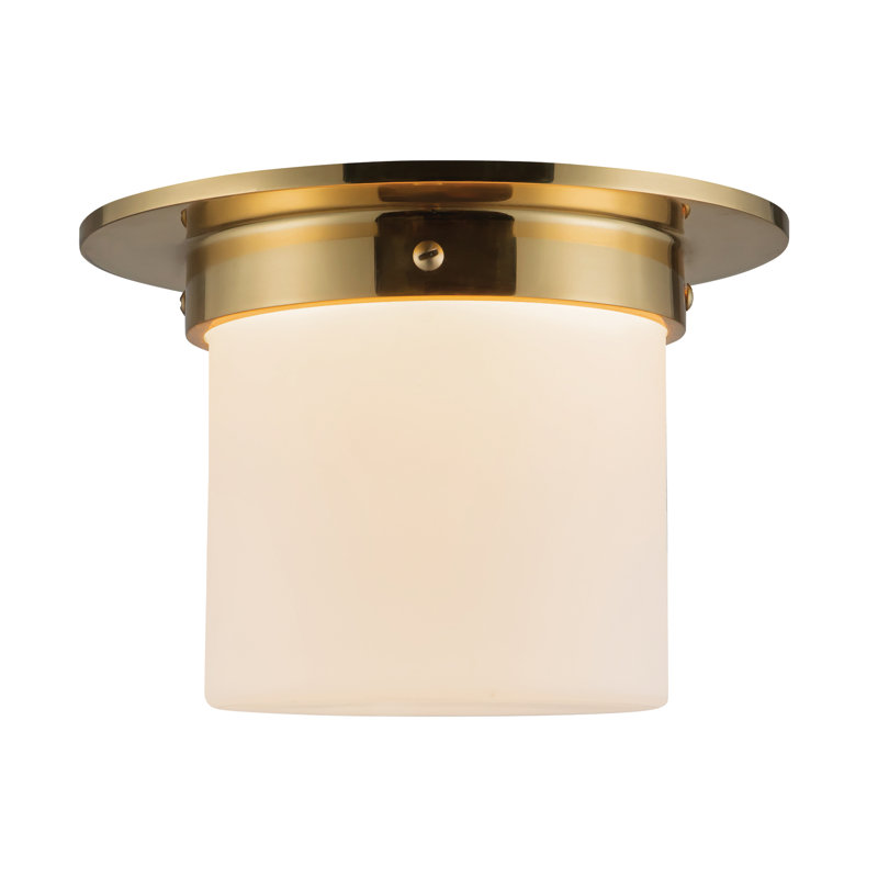 Mineral 8-in Brass Flush Mount, Brass, Opal Glass