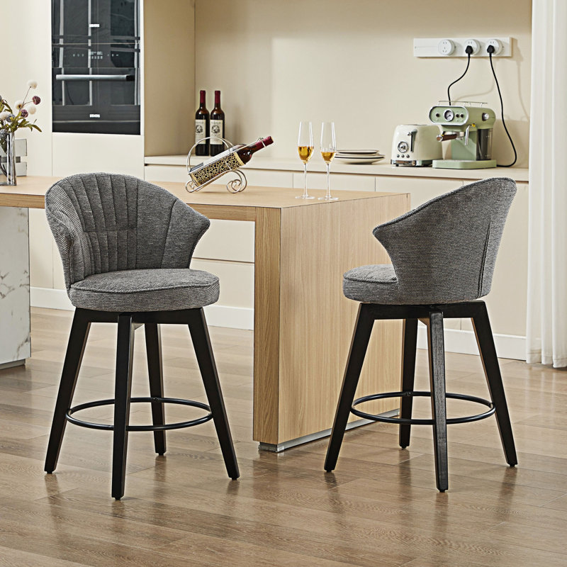 Ensemble de 2 tabourets de bar pivotants, Gris foncé