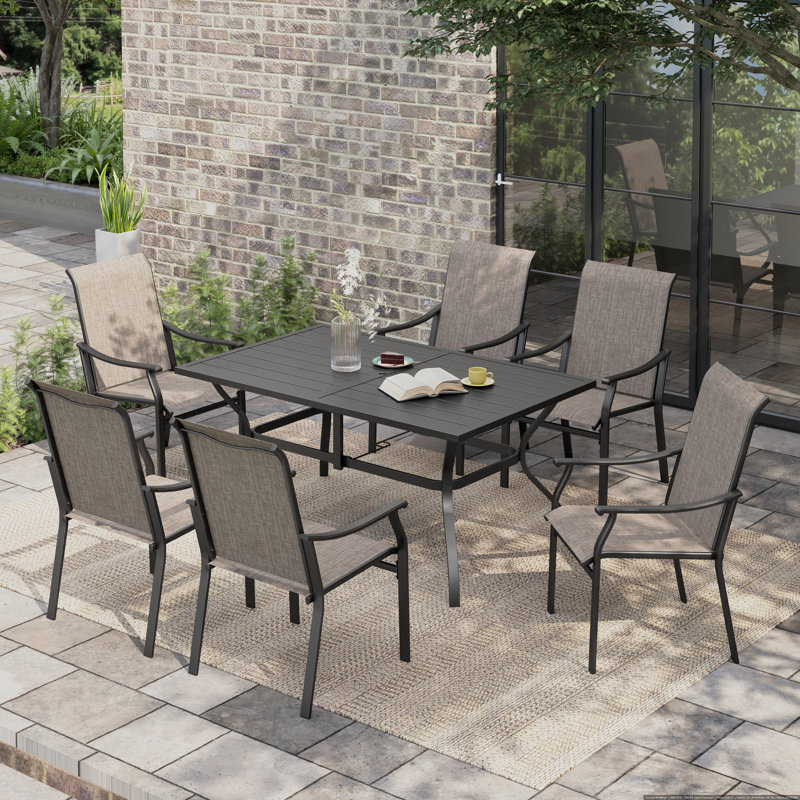 6 - Person Metal Patio Dining Set With Rectangular Table