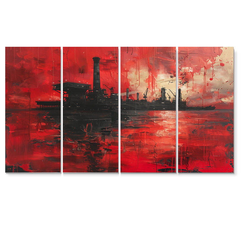 Lagan - Oil Rigs / Fields Wall Art Print Set, 32" H x  64" W