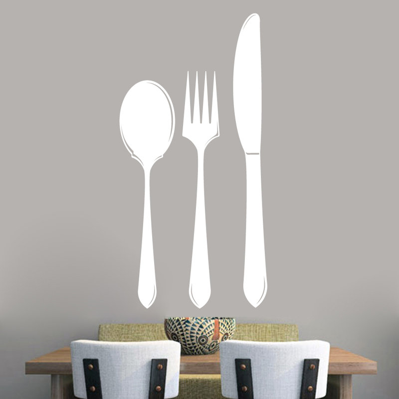Adhésif décoratif cuillère fourchette, Blanc
