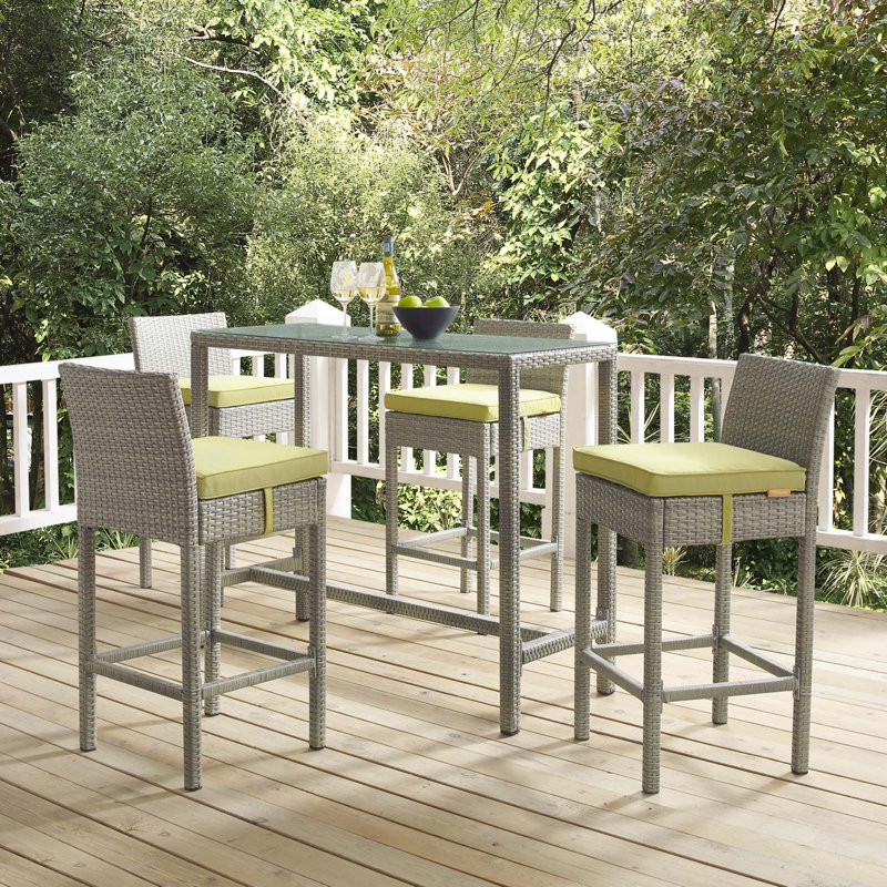 Ensemble de 4 tabourets de bar Conduit, Péridot, Velours gris pâle