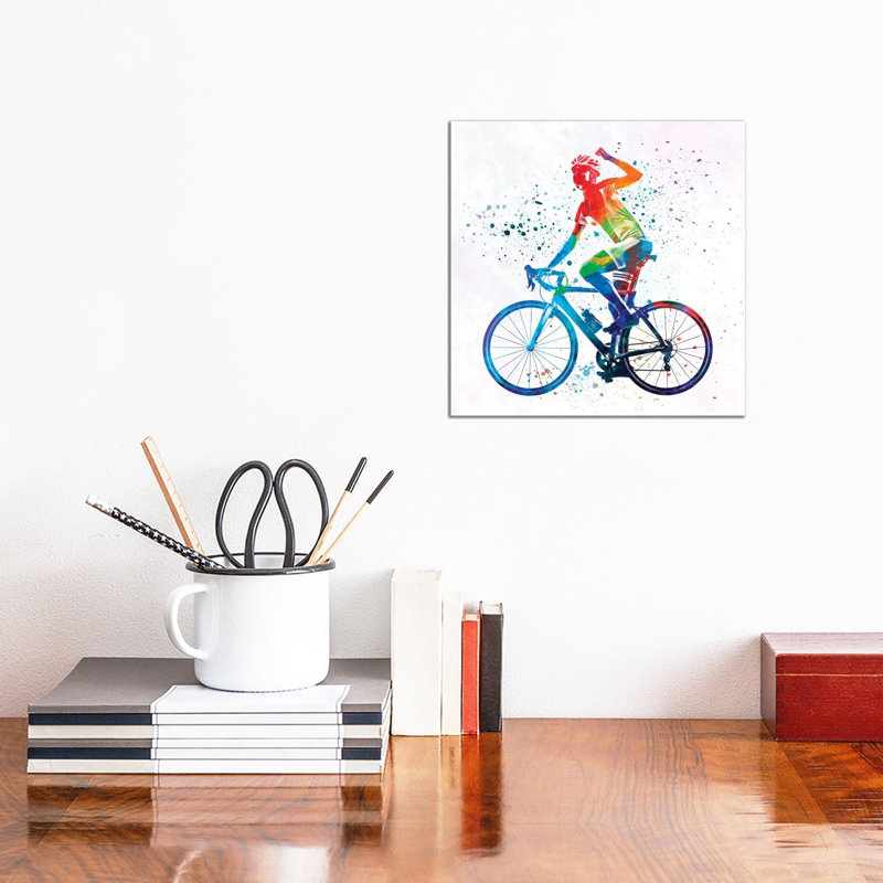 Woman Triathlon Cycling by Paul Rommer - Wrapped Canvas Painting, 30.48cm H x 30.48cm W x 1.91cm D