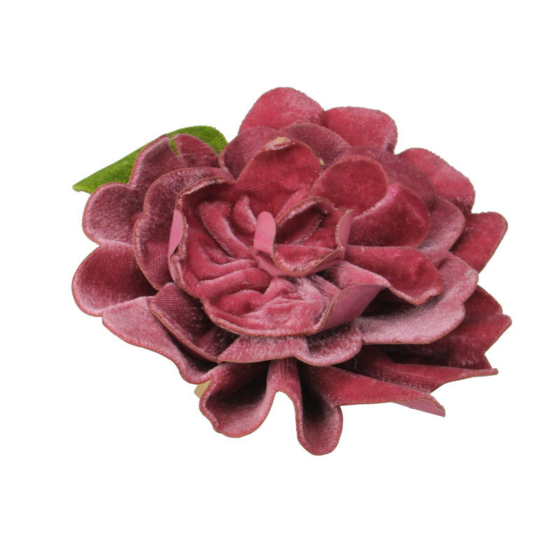 Ornement de Noël en forme de fleur de camélia rose à clips 4,75 "