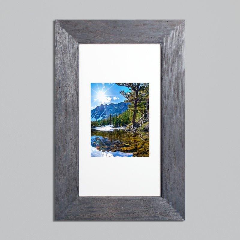 Recessed Picture Frame Door Medicine Cabinet with 3 Adjustable Shelves, Rustic Gray
