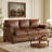 86.6" Genuine Leather Rolled Arms Sofa With Solid Wood Frame and Nailhead Trims
