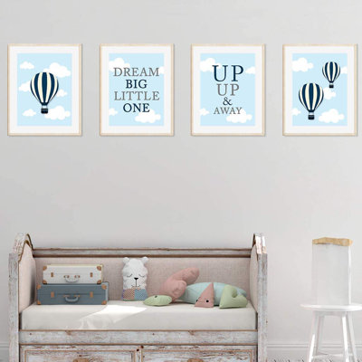 Ballon d’air chaud, haut et rangement, ensemble de 4 reproductions de papier rêveuses Derreck