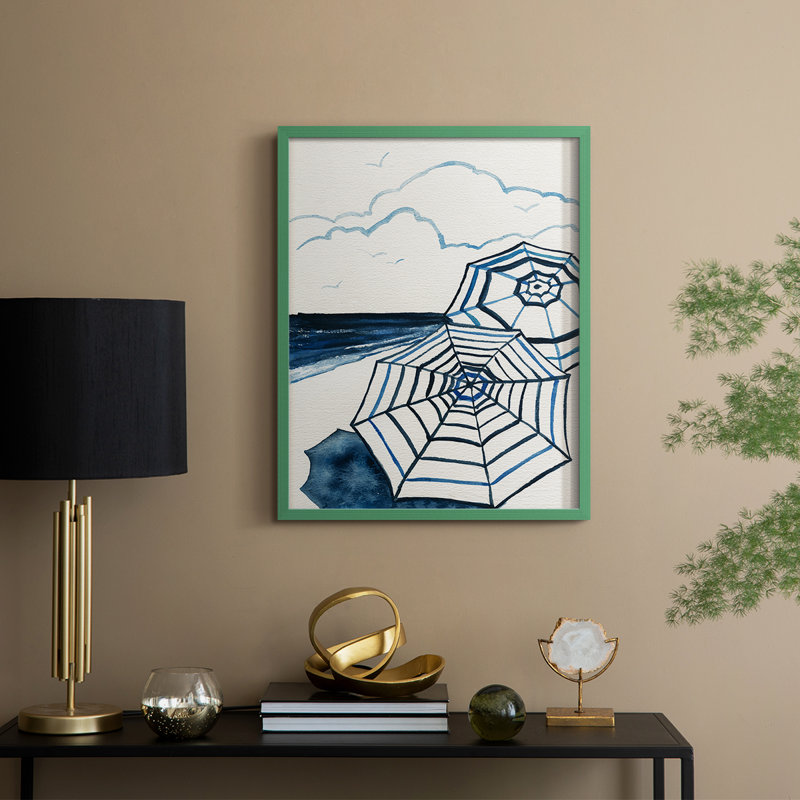 Reproduction encadrée côtière «Long Beach» - bois massif, Vert, H 11 po x l 9 po