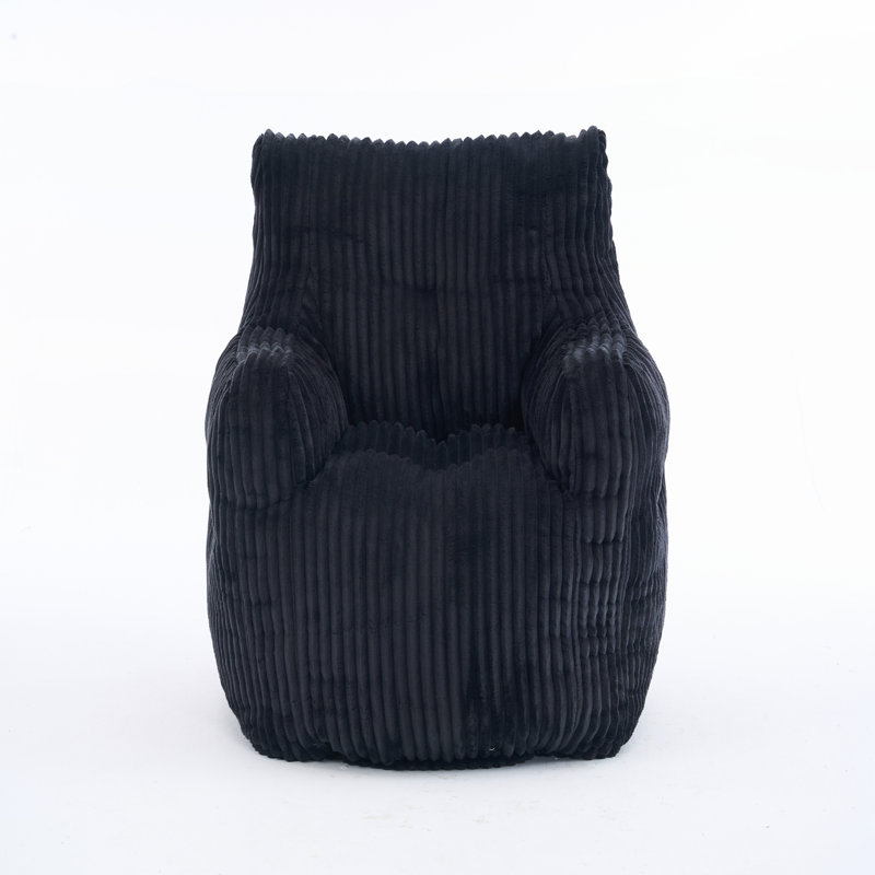 Fabric Bean Bag Chair, Black Corduroy