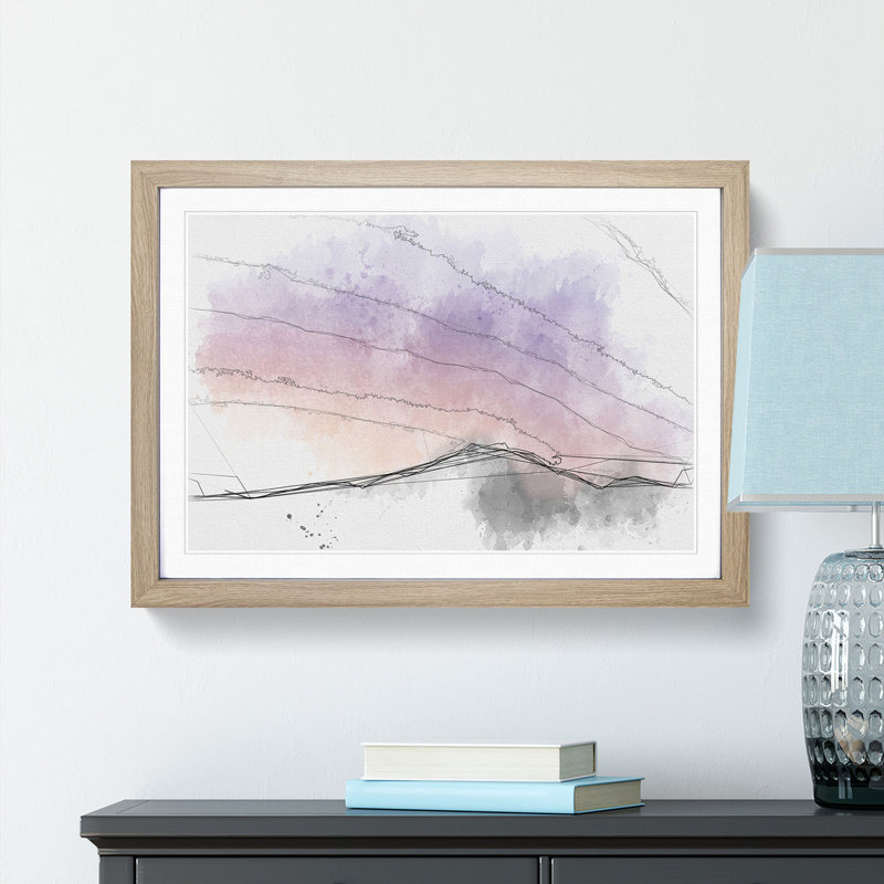 Lilac Sky Above the Mountain - Picture Frame Graphic Art Print, Oak Framed, 40cm H x 60cm W x 2cm D