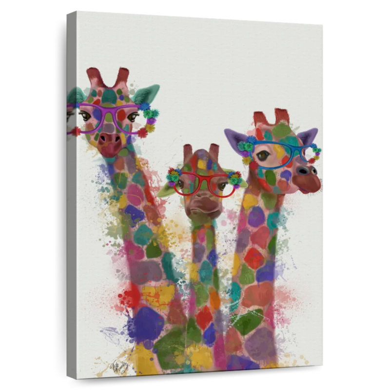 Brampt Rainbow Splash Giraffe Trio, 48" H x 32" W