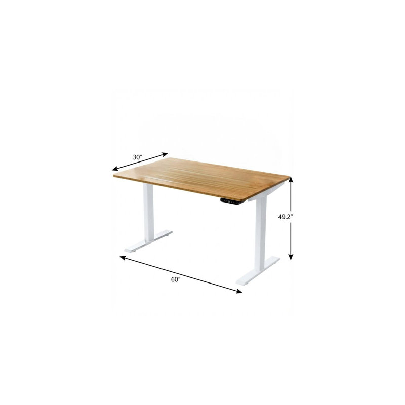 Bureau pour travailler debout à hauteur réglable, Brun / blanc, H 51,6 po x l 60 po x P 30 po