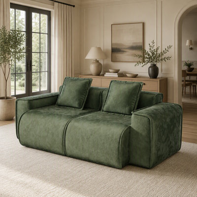  Canapé modulaire moderne en velours désossé, siège à nuage profond avec passepoil à bordure française, aucun assemblage requis