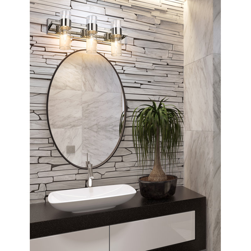 3 - Light Dimmable Vanity Light, Polished Nickel