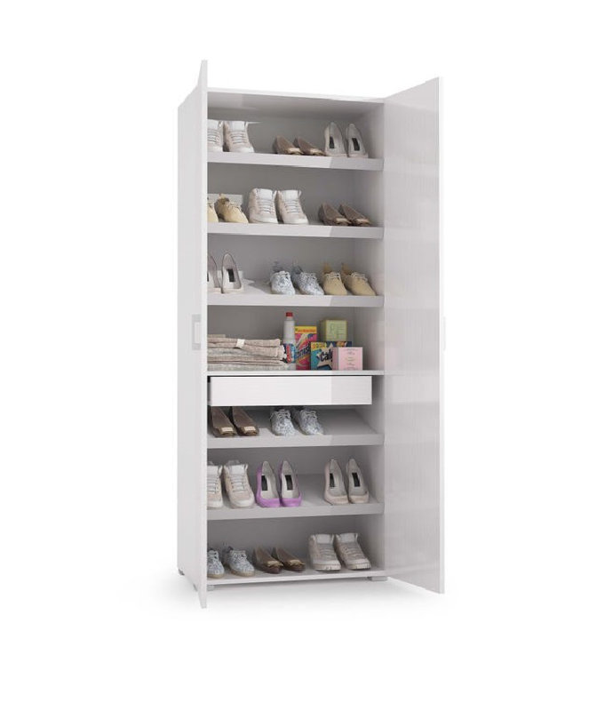 1 Door Manufactured Wood Wardrobe, Concrete