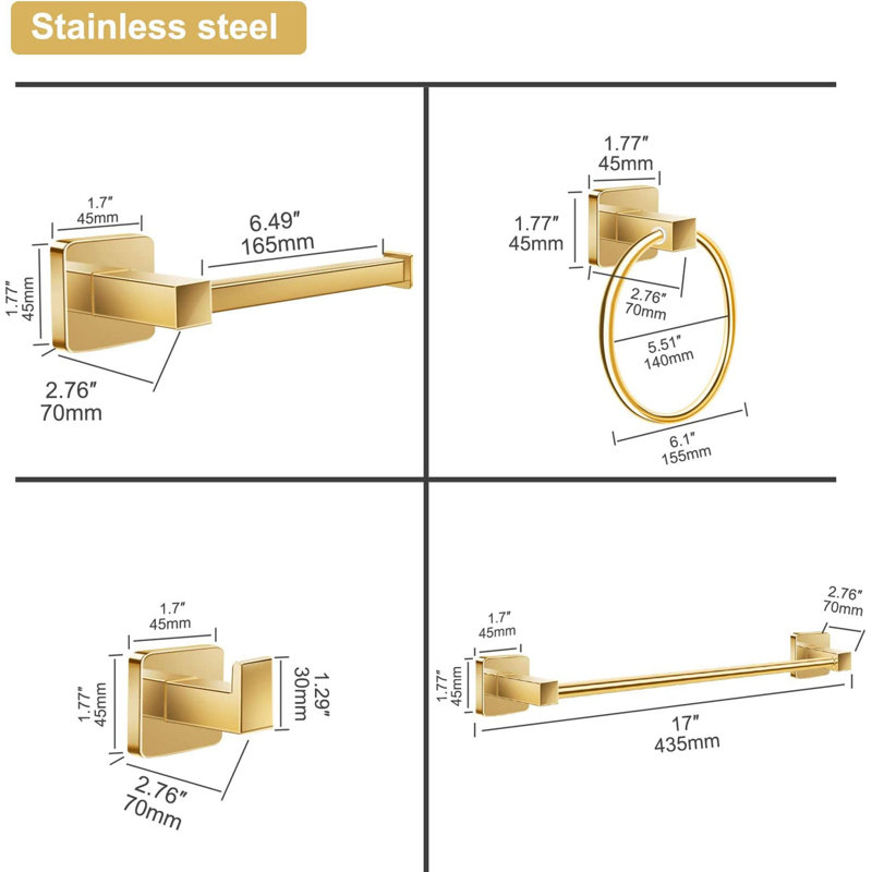4 - Piece Bathroom Hardware Set