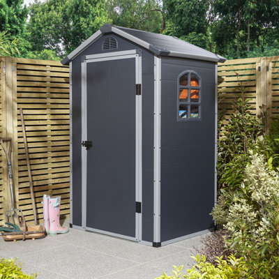 Airevale 4X3 Plastic Apex Shed Dark Grey
