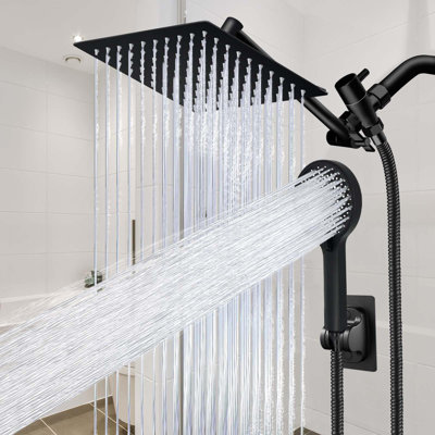 Shower Head, Rain Shower Head With Handheld Spray Combo And Adjustable Extension Arm, 3-Way Flow Regulator, High Pressure Rain Fall Hose