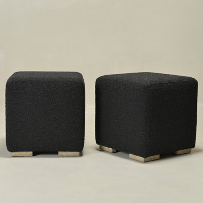 18.5" Wide Modern Square Boucle Upholstered Ottoman Set of 2