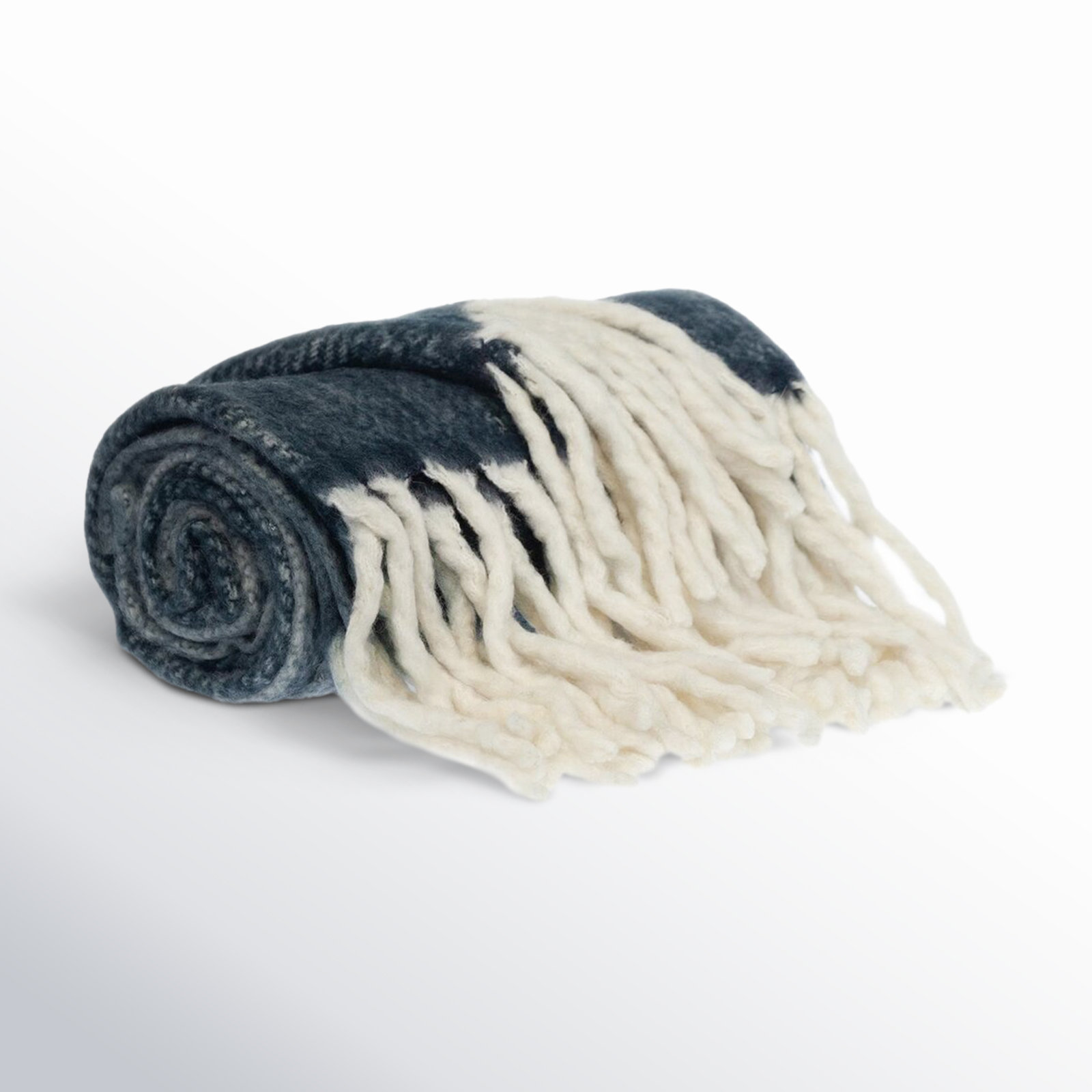 Ixia Knit Wool Blend Throw Blanket, Dark Blue