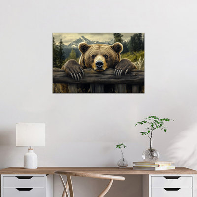 Ours, art mural sur toile, grizzly brun, affiche d'art animalier de montagne, impression sur toile, faune sauvage rustique