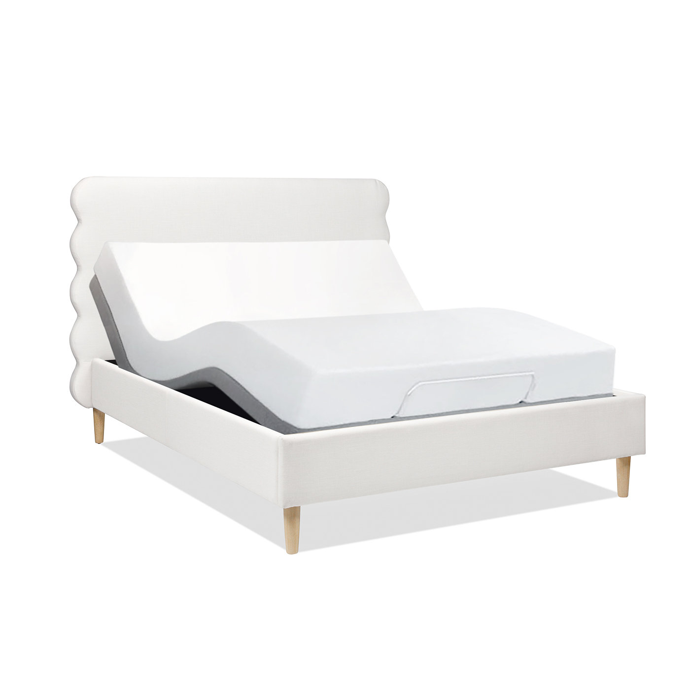 Henley Upholstered Scalloped Bed, Antique White, Queen
