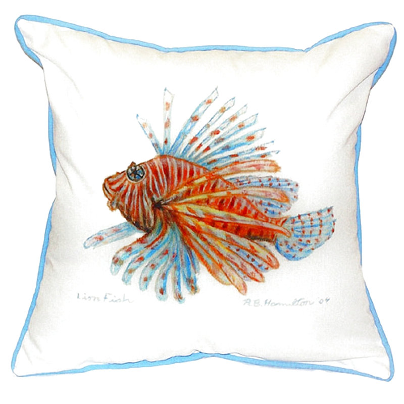 Lion Fish Outdoor Throw Pillow, Square 12"