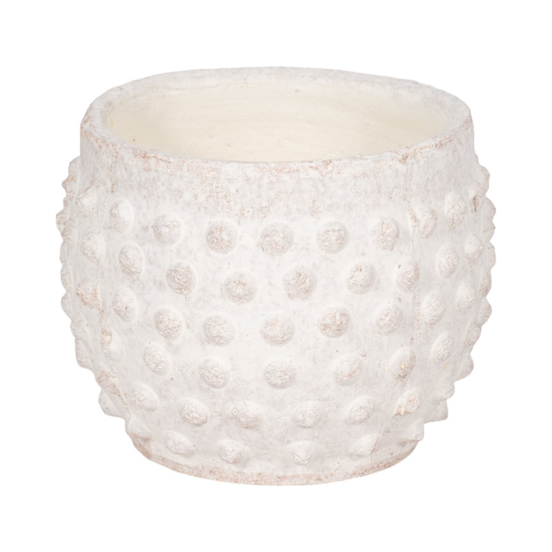 Textured Pottery Terracotta Planter With Raised Dot Design And Rounded Body - Decorative Handcrafted Clay Planter For Indoor Outdoor Display - Artisan Style Pot For Home Garden Decor