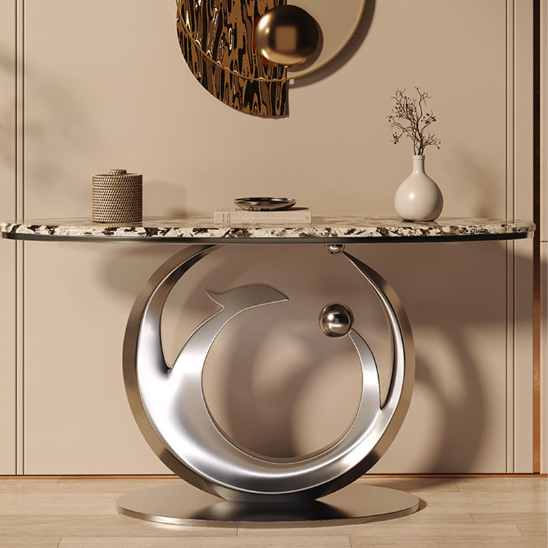 Console en acier inoxydable brossé 39,37 po, H 33,46 po x l 59,06 po x P 13,78 po