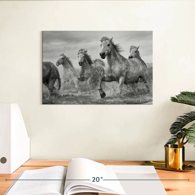 Brampt Sprinting Camargue Horses, 8" H x 12" W