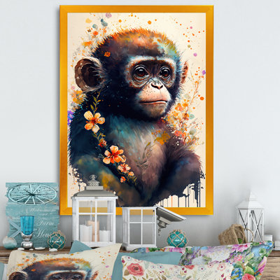 Mignon singe, art floral II - impression