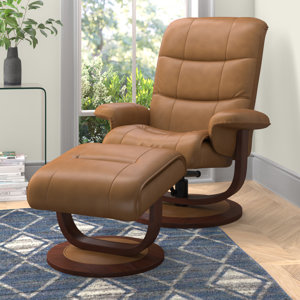 Rahima 34" Wide Manual Swivel Ergonomic Recliner with Ottoman