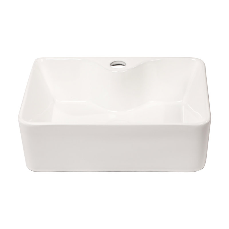 Rectangular Ceramic Vessel Sink 16"X12" - Modern, White, Acid Resistance, Bathroom Use Stain , Easy Installation