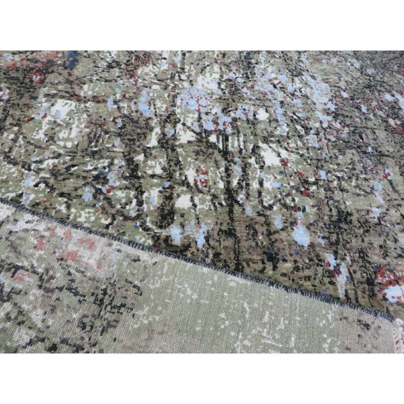 Tapis oriental moderne multicolore noué à la main 8 x 10 avec soie G10478