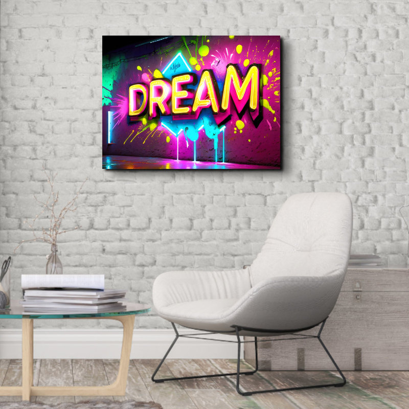 Neon Graffiti Dream 12 - Impression sur toile tendue, H 26 po x l 32 po x P 1,5 po