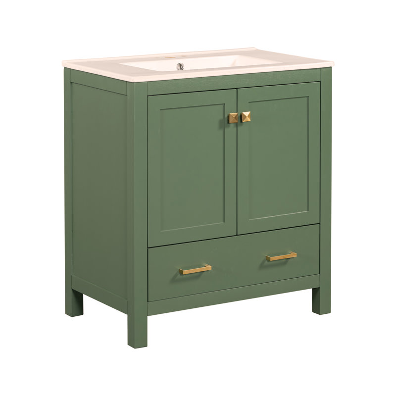 Meuble-lavabo de 30 po avec lavabo simple, lavabo sous le comptoir, armoire de rangement avec 2 portes et tiroir