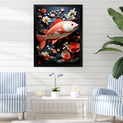 «Red Fish and Small Animal Underwater Coral», reproduction sur toile