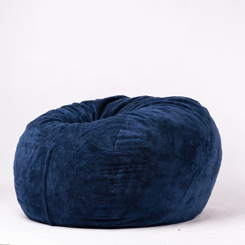 Fauteuil à billes géant en mousse - 4 pi Fausse fourrure, Marine