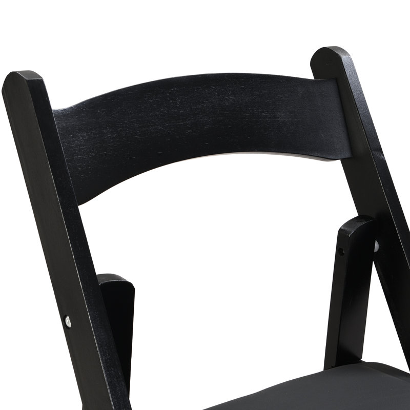 4 chaises pliantes en bois massif - Siège rembourré noir Facile à plier et peu encombrant, confortable pour les occasions intérieures et extérieures de coussin, de cadre, de pli, de salle à manger, de cuisine, de balcon, de fonctions