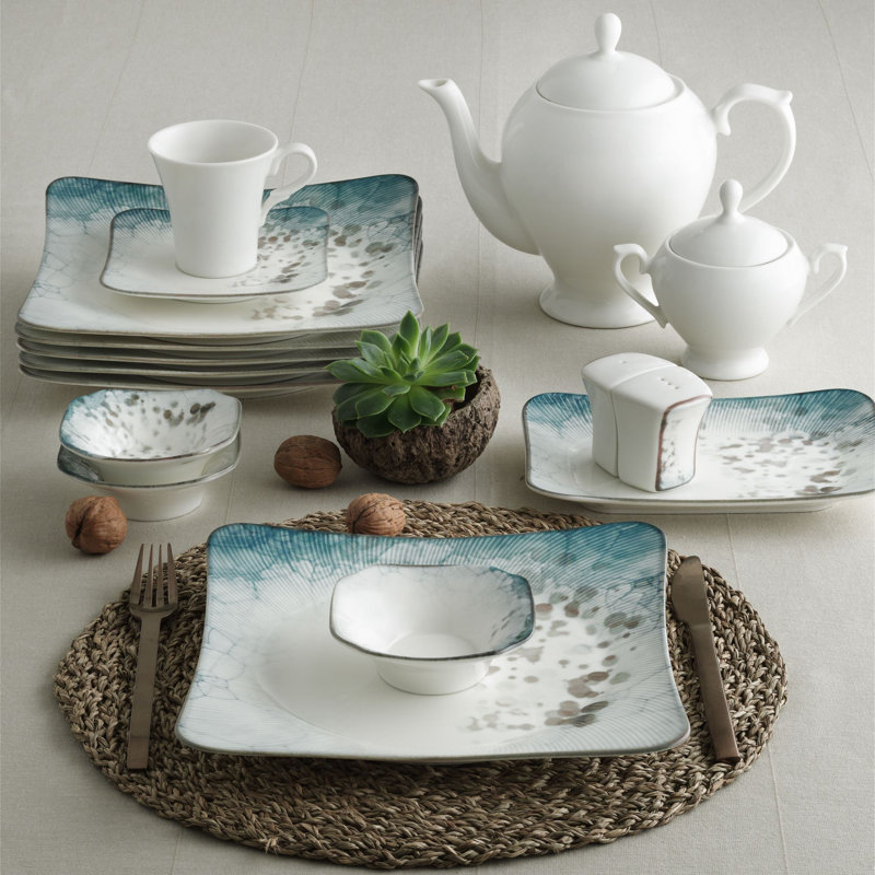 Porcelain China Dinnerware Set 34 Piece - Service for 6