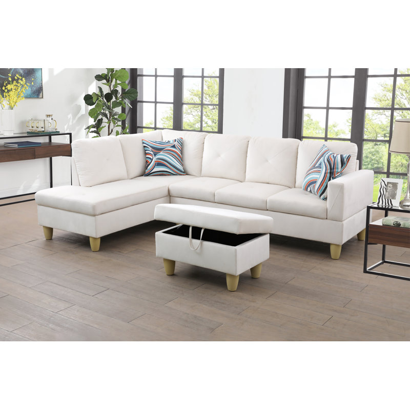 980-SCO-MICROFIBER Canapé et méridienne de 97,5 po de large avec repose-pieds, Accoudoir à gauche (vu de face)