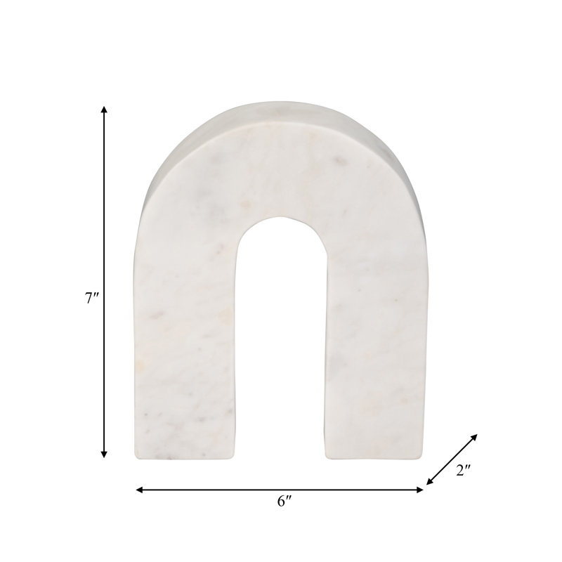 Modern Neutral Marble Horseshoe Tabletop Decorative Object, 7" H x 6" W x 2" D